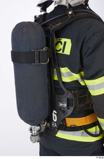 Sam Atkins Firefighter in Protective Suit details of uniform oxygen…